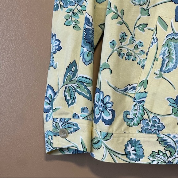 Appleseed’s Women’s Size 18 Jacket Yellow Blue Floral Blazer w/Pockets - Picture 3 of 6